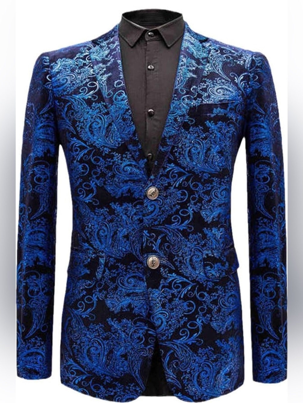 Boys' Blue Paisley Velvet fancy Blazer - Elegant Kids Jacket 12y